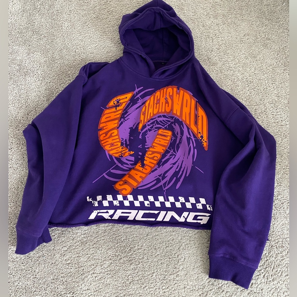 Stackswrld Cyclone Purple Hoodie Size Large Cropped